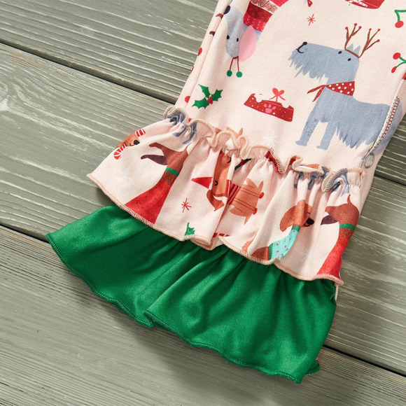 We Woof You a Merry Christmas Ruffle Romper PETE + LUCY Winter Holiday 0-3 NEW - Picture 5 of 7